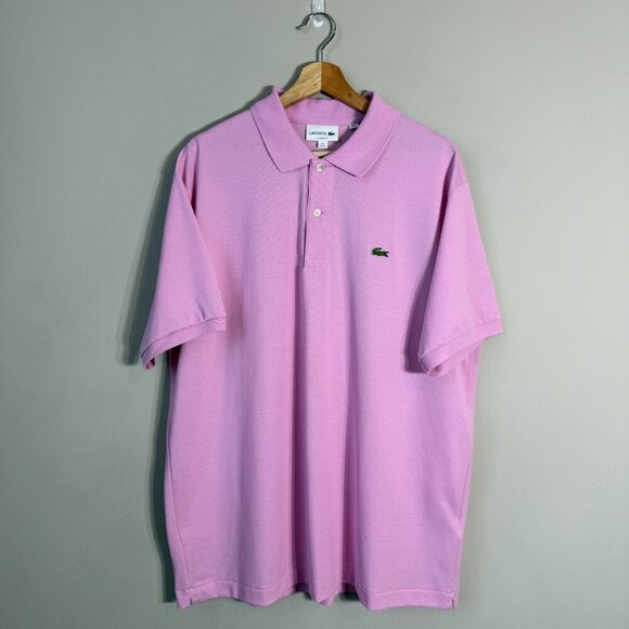 Lacoste Short Sleeve Polo Shirt Men's 7 XXL Pink Classic Fit Preppy Designer NWT - Picture 2 of 12
